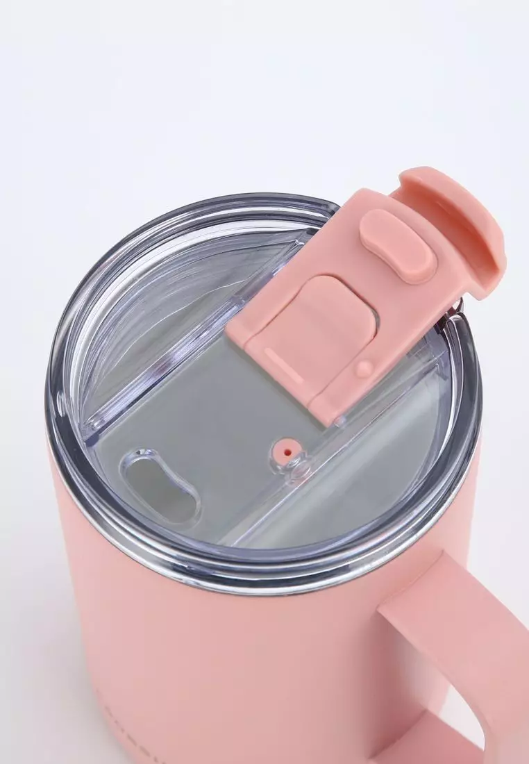 Crossing Neo Insulated S/S Leakproof Ceramic Mug W Handle And Lid 400ml - Dusty Rose (Pink)
