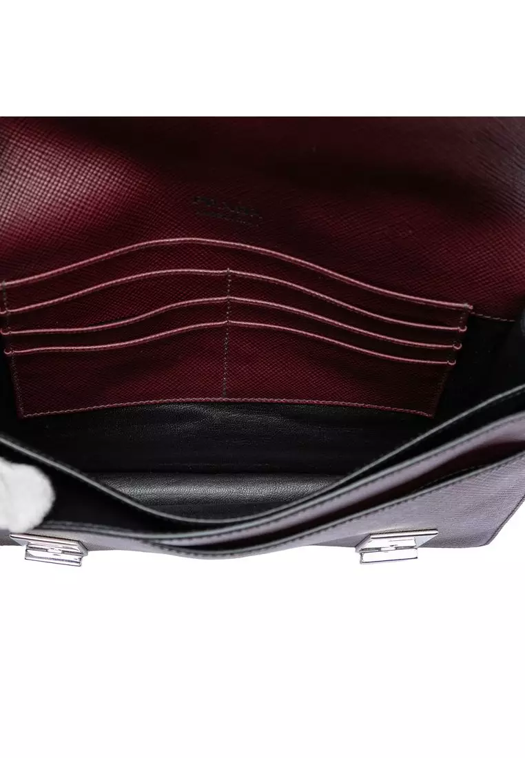 Pre-Loved Prada Saffiano Double Lock Convertible Clutch