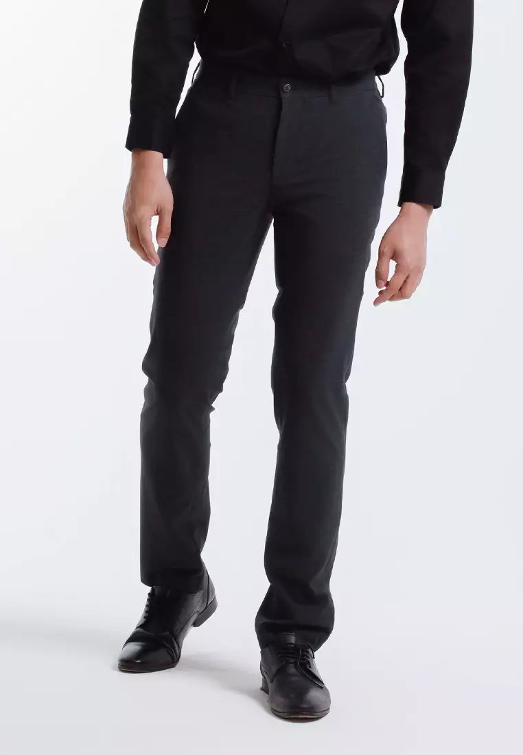 Byford Mens Modern Fit Flat-Front Slacks - 3125002A-96DarkGrey