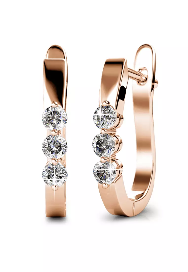 KRYSTAL COUTURE Hoop Earrings Embellished with SWAROVSKI® crystals-Rose Gold/Clear