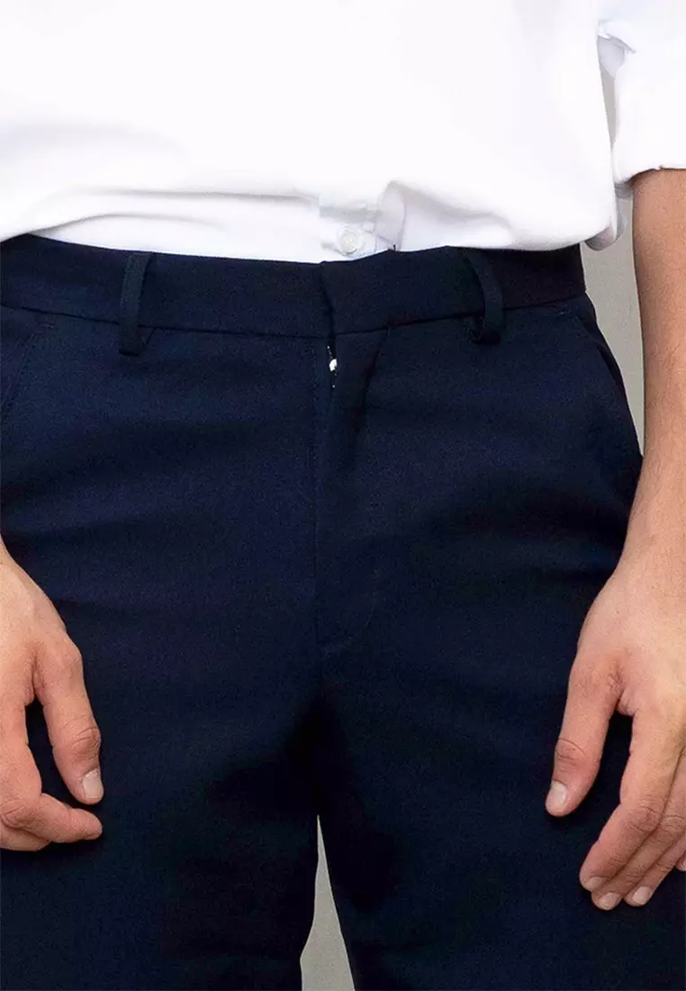 Houseofcuff Celana Bahan Formal kerja kantor polos Slim fit Big Size NAVY BLUE TROUSER