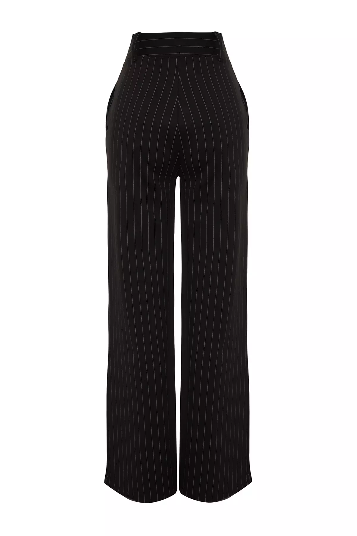 High Waist Striped Straight Trousers