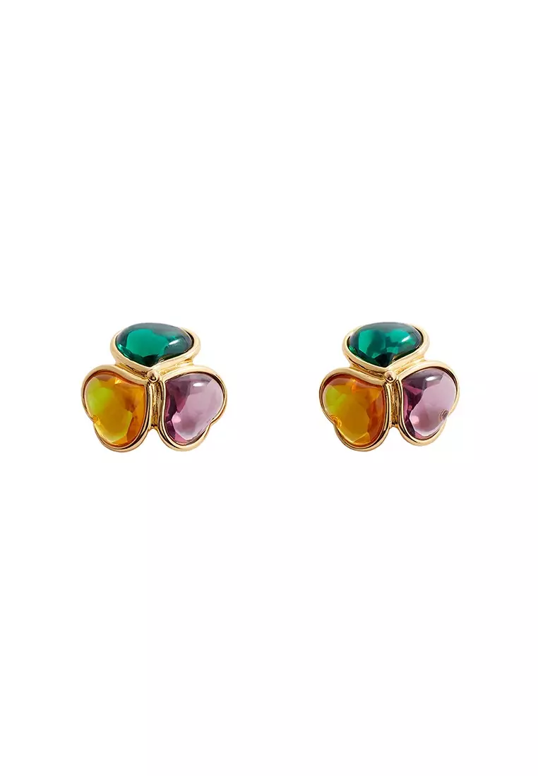 Gold stone stud earrings sale