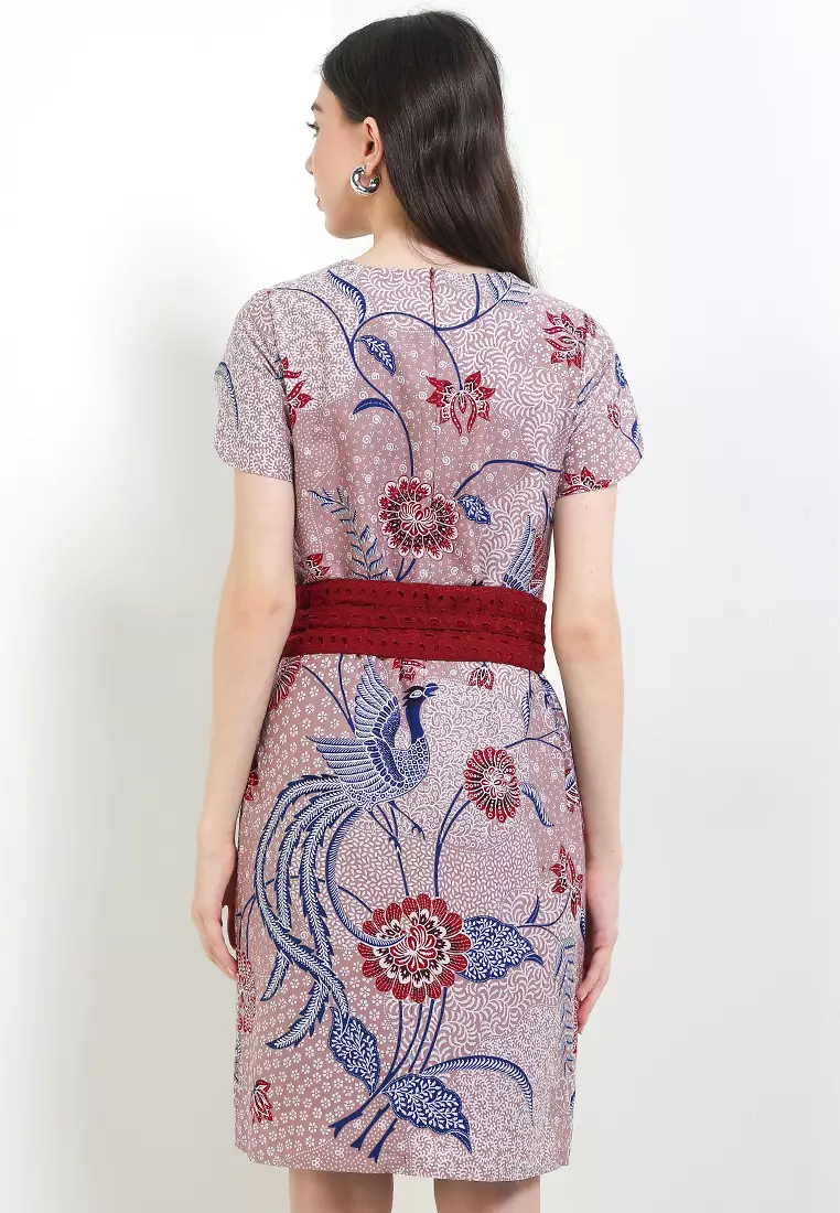 Dress Batik Wanita Furing Kombinasi Obi Asana Pink