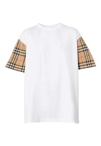 Burberry white Burberry Vintage Check Sleeve T-Shirt in White D051AAA1B01C97GS_1