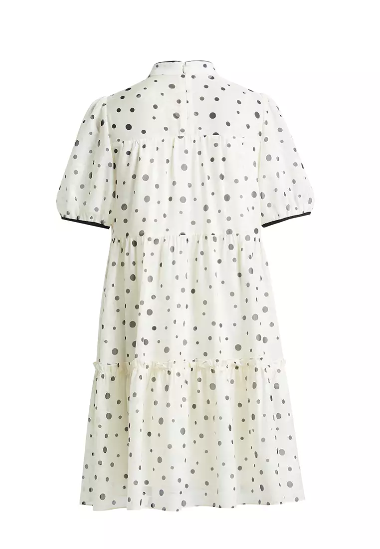Cheong Sam Design Polka Dot Midi Dress