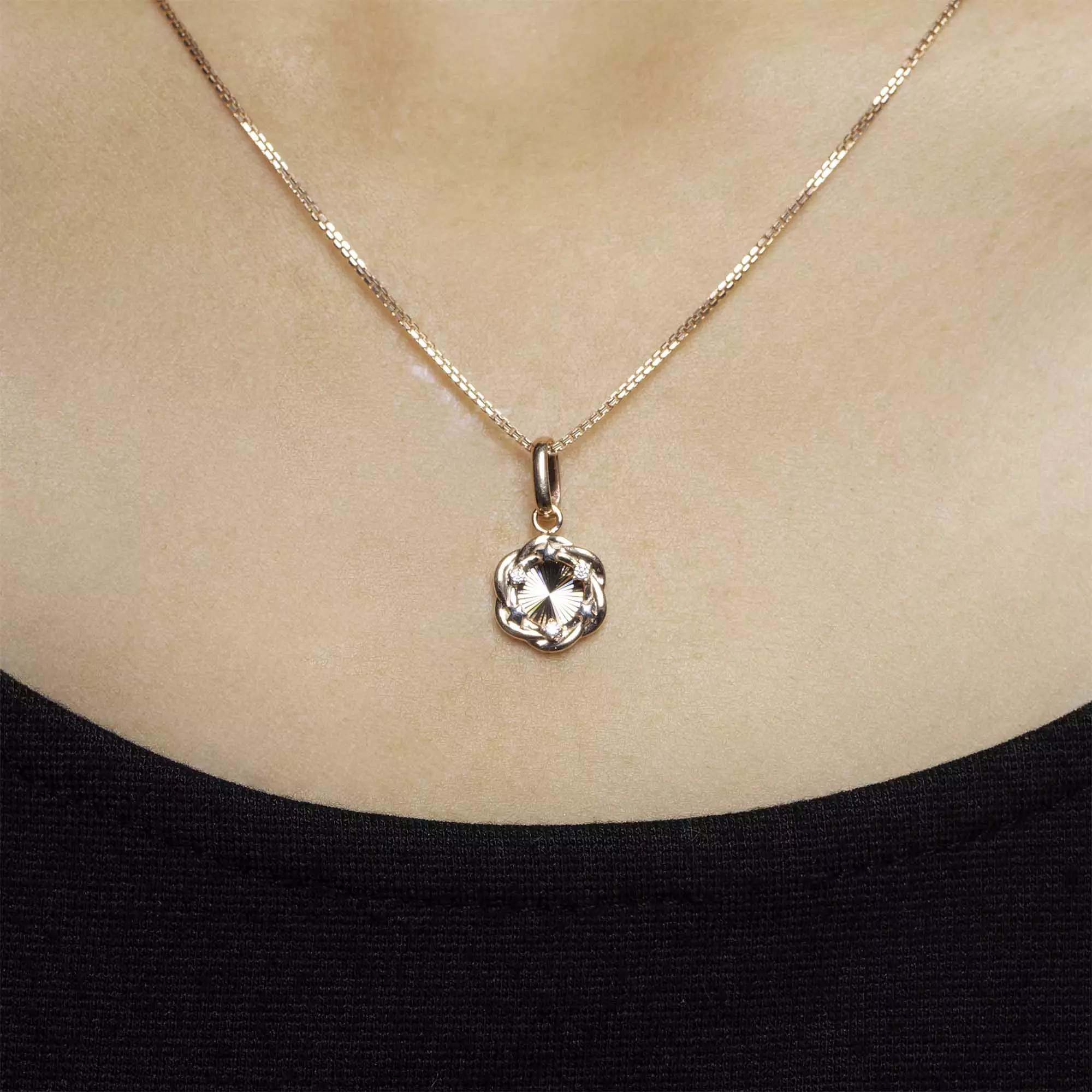 Liontin Emas 7k - Flame Gold Pendant - Lumina Collection - Juene Jewelry