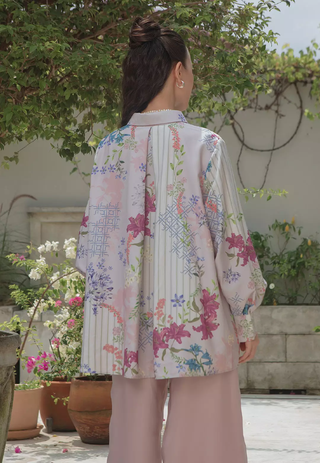 HijabChic Merissa Lavender Bloom Top - Baju Lebaran Motif Floral Nyaman