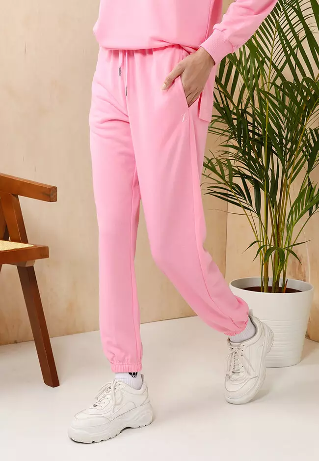 Buy Women Pink Regular Fit Solid Casual Jogger Pants Online