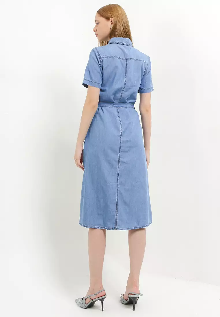 Miskav Denim Midi Dress