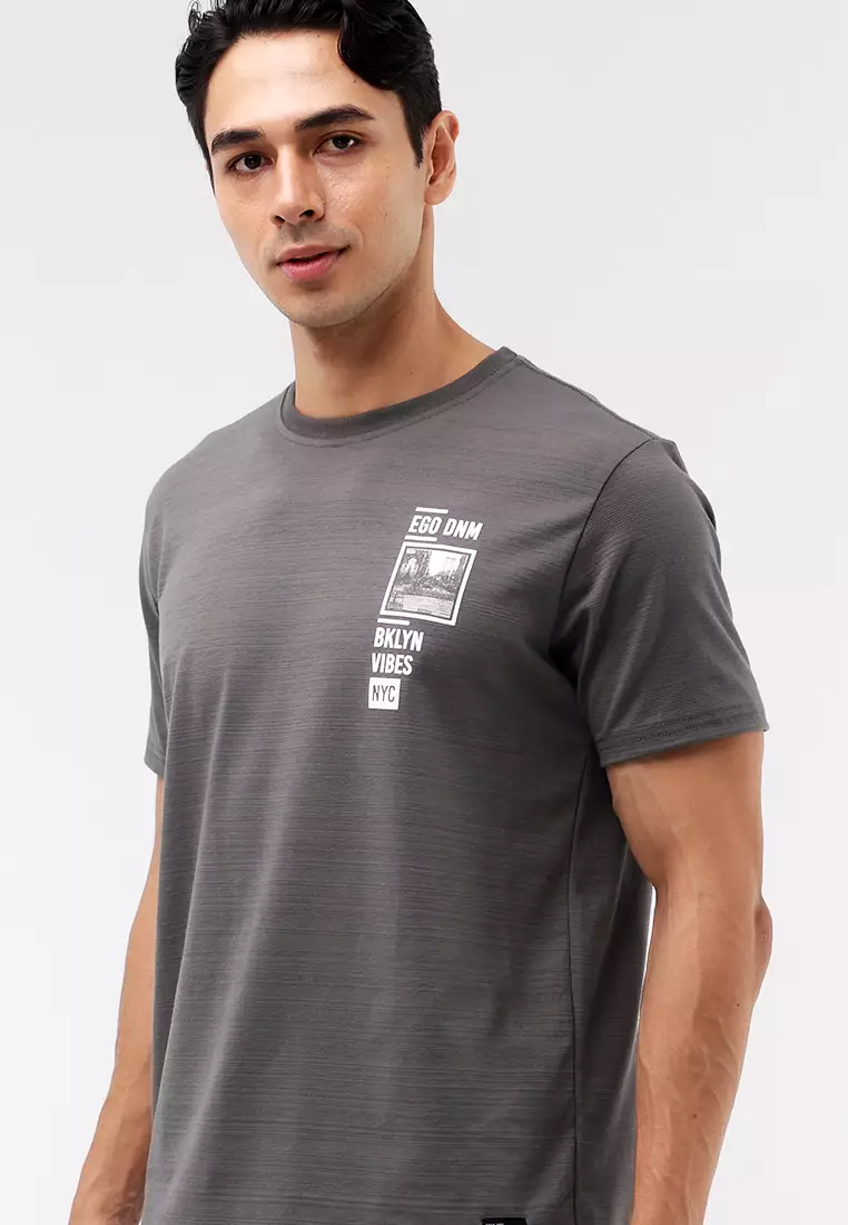 Round Neck Streaky Short Sleeves T-Shirt
