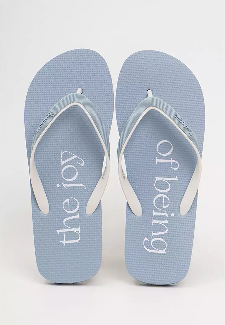 Discount on Penshoppe  shoes - SKU: Women's Two-Toned Strap Flip Flops with Text
