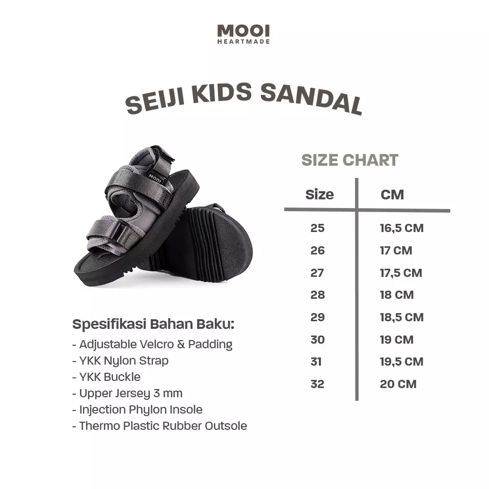 Mooi Sepatu Sandal Traveling Anak Seiji - Grey