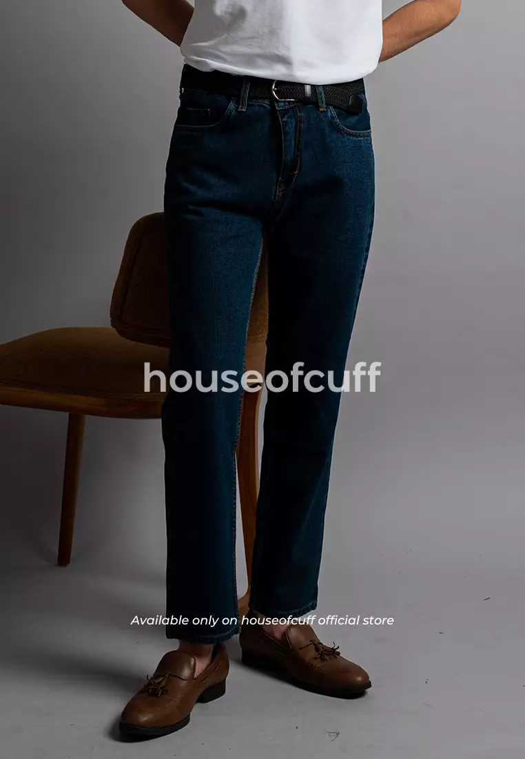 Houseofcuff Celana Jeans Reguler Fit Pria Panjang Denim Biru Gelap