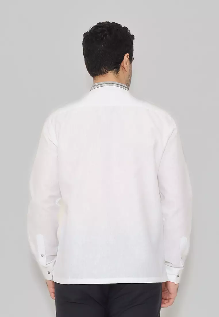 MOC Kemeja Koko Lengan Panjang Pria Othman - White