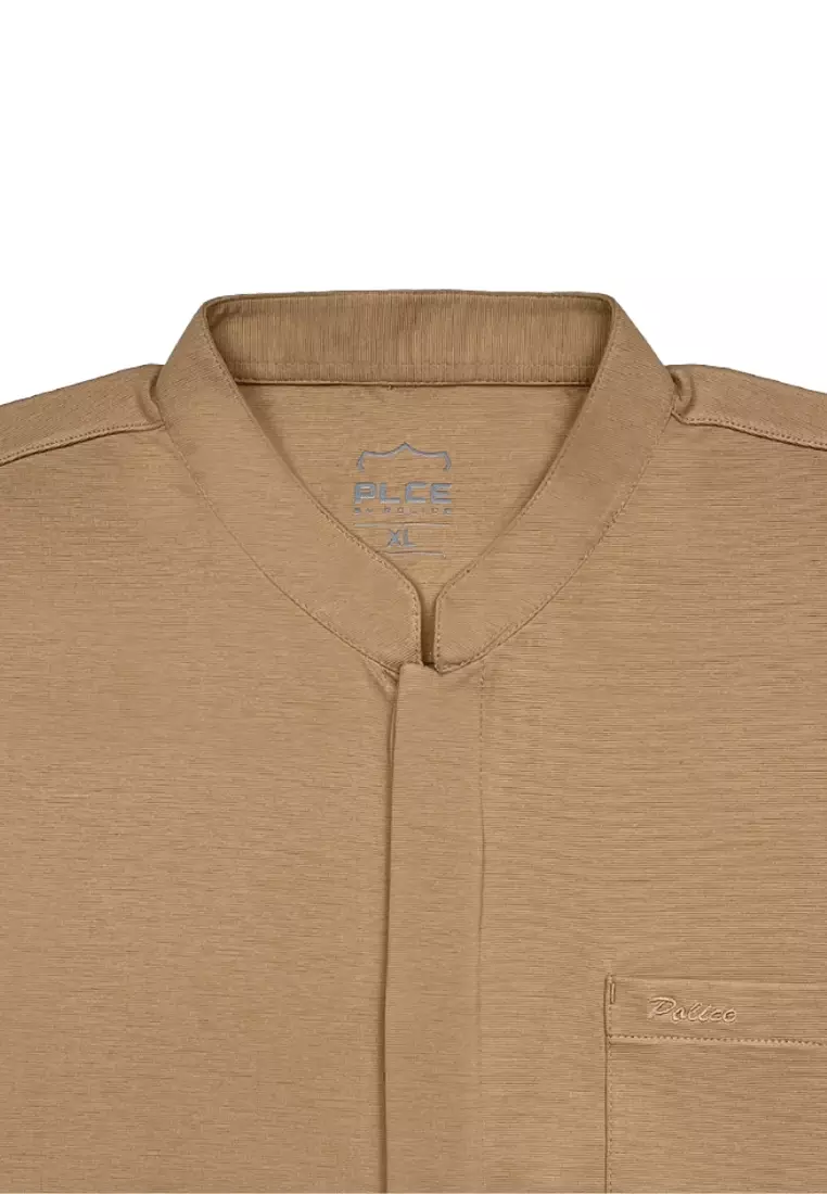 POLICE Kemeja Koko Polos Spandex Slub Premium Regular Fit Pria