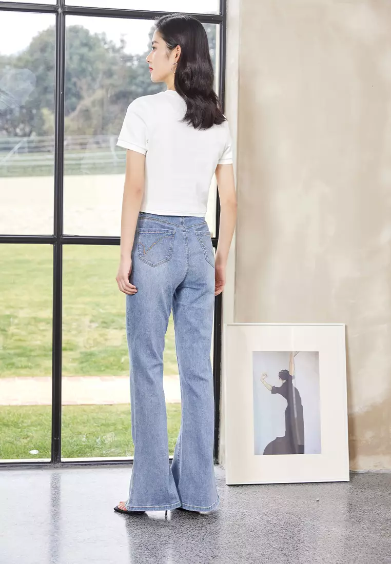 High Waist Flare Leg Denim Jeans