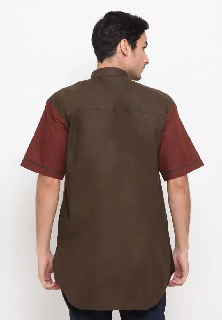 Zayidan Baju Koko Gamis Muslim Pria Jafar - Hijau Army