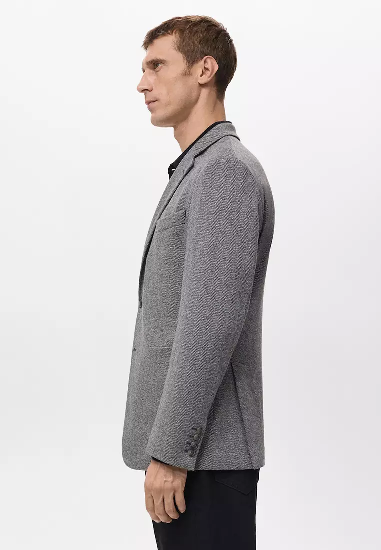 Slim-Fit Herringbone Tailored Jacket