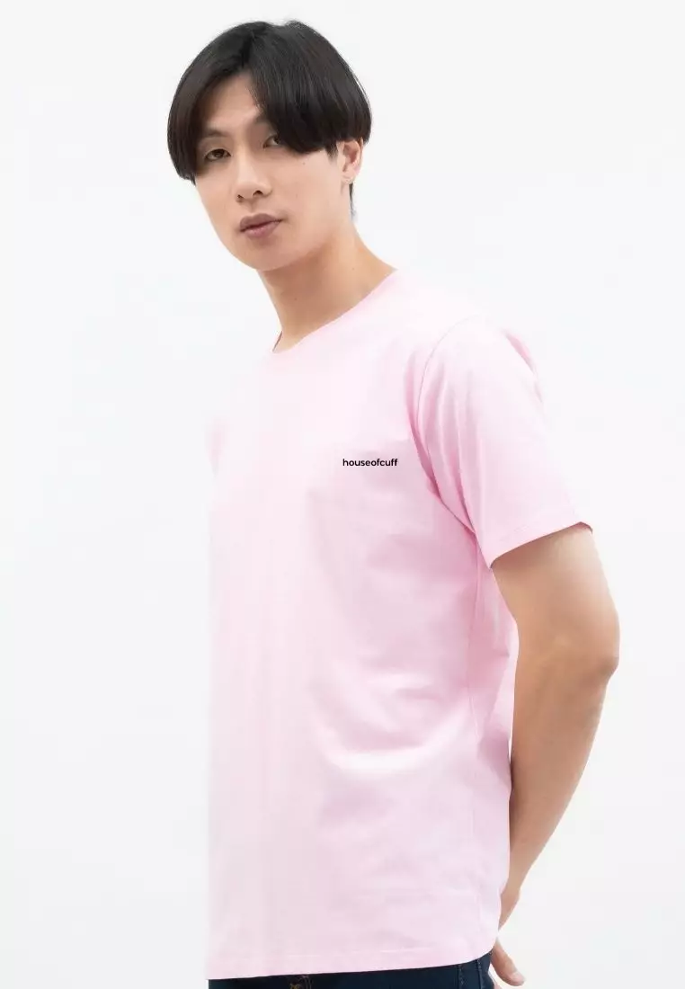 Kaos Polos Pria Premium Katun Combed Lengan Pendek Baby Pink
