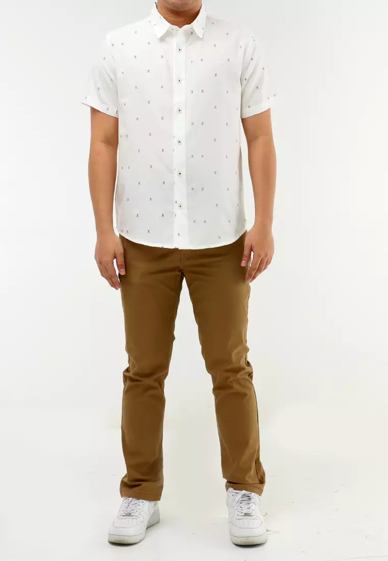Woven Printed Oxford Short Sleeve Polo