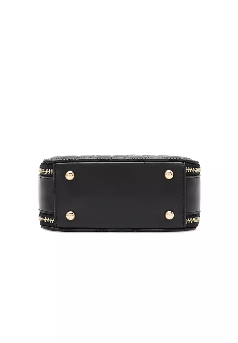 Women's Boxy Top Handle Bag / Sling Bag / Crossbody Bag - Black
