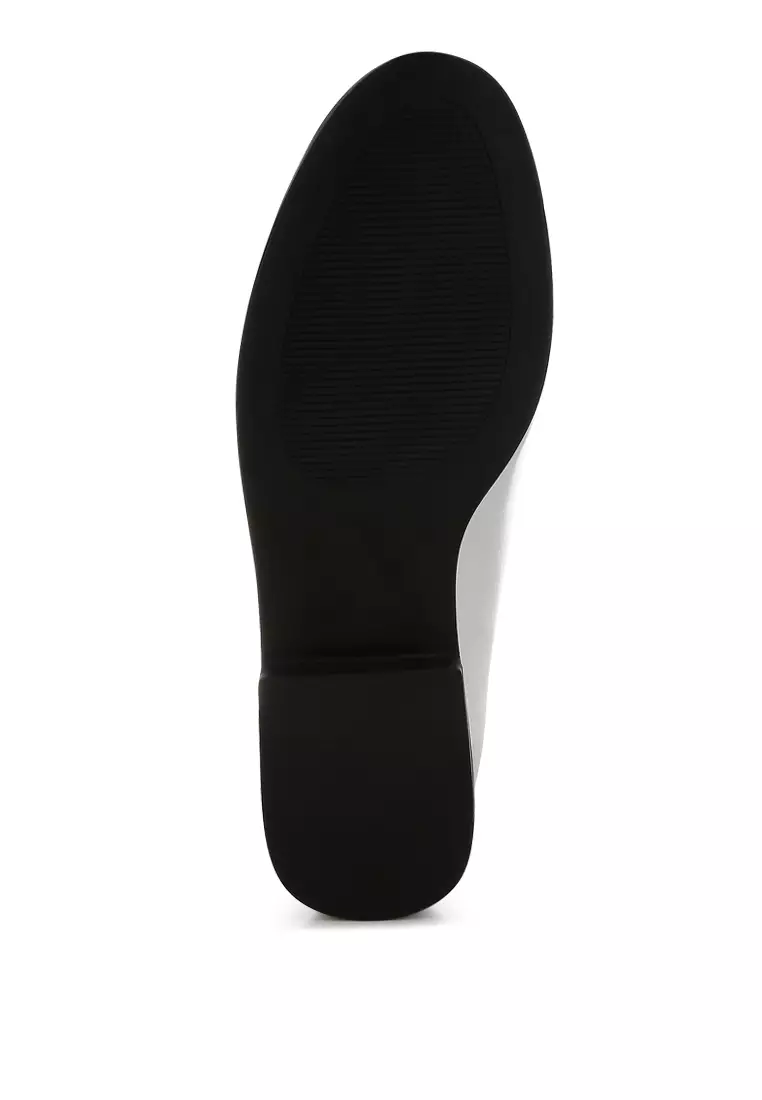 銀色金屬馬銜扣樂福鞋