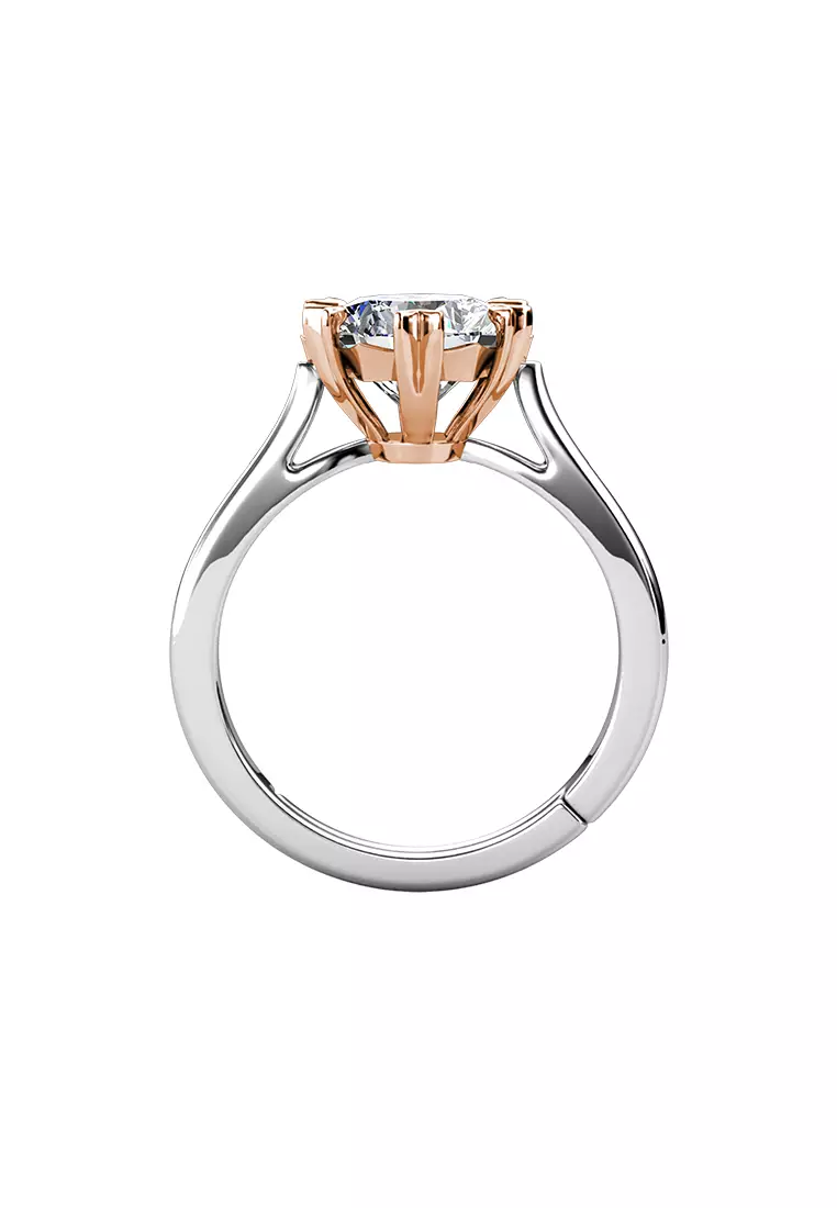 Berlian Moissanite Le Fond Ring Rose Gold White [GRA CERTIFICATE MOISSANITE DIAMOND] - Cincin 1carat Moissanite Diamond 925 Silver Celesta by Her Jewellery