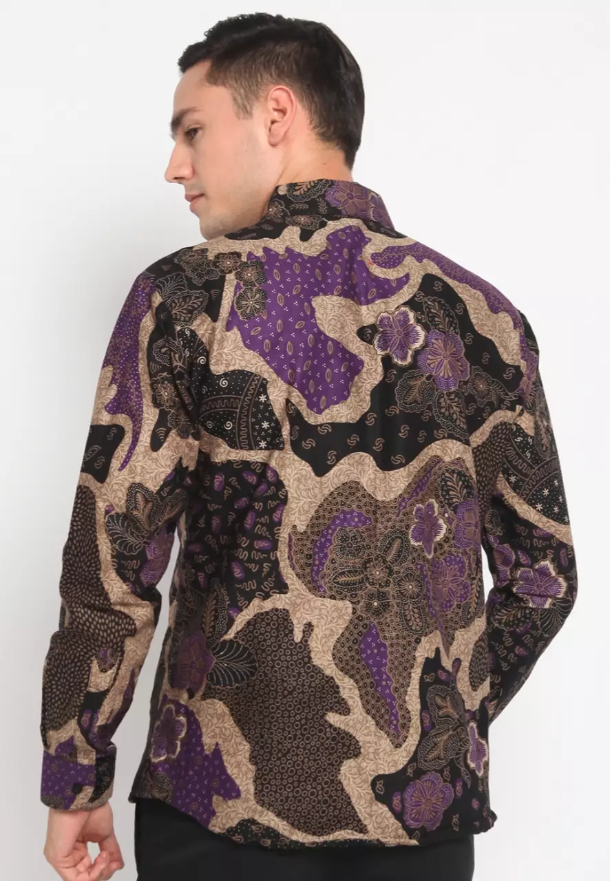 Cingkarabala Ungu Kemeja Batik Pria Premium Slimfit Modern Lengan Panjang