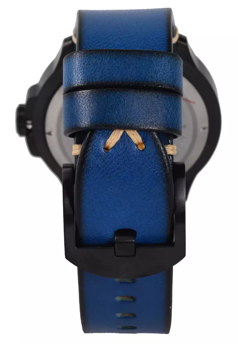 Expedition - Jam Tangan Pria - Black - Blue Leather Strap - 6789MDLIPBUBU