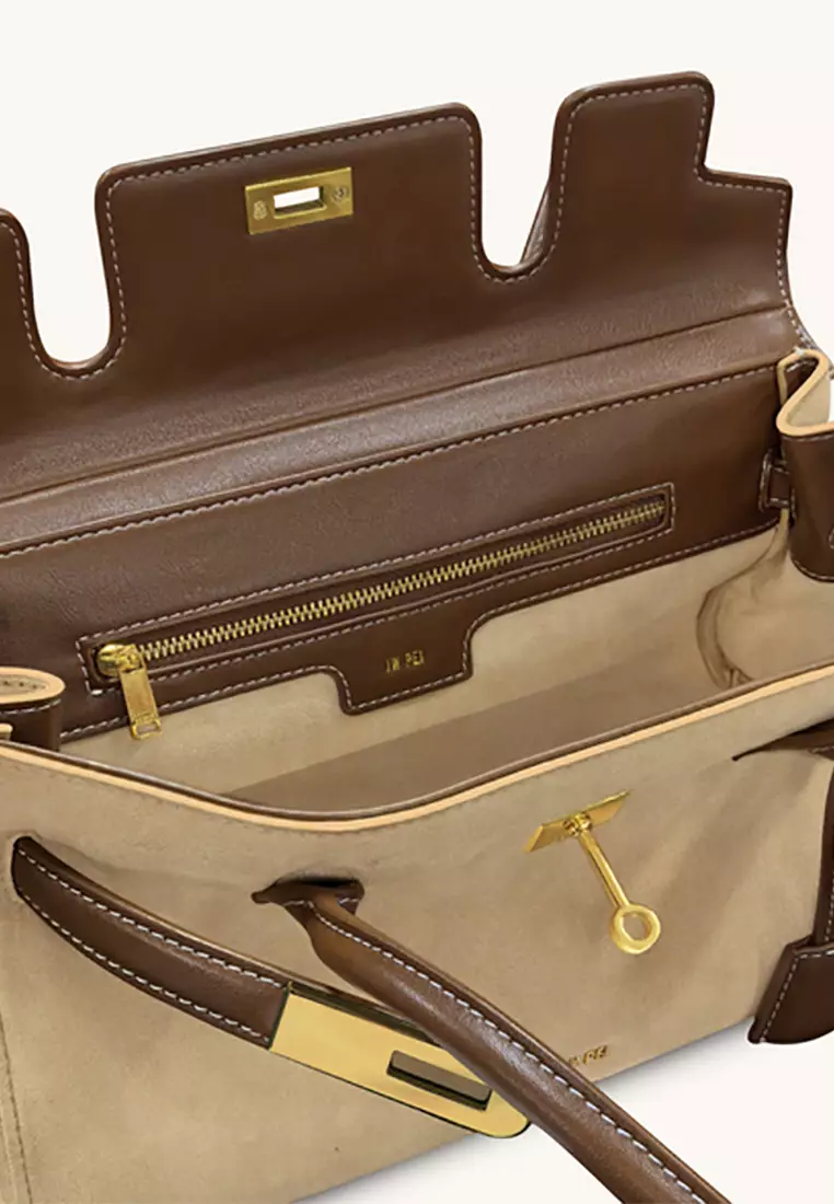 Yara Faux Suede Shoulder Bag - Dark Brown