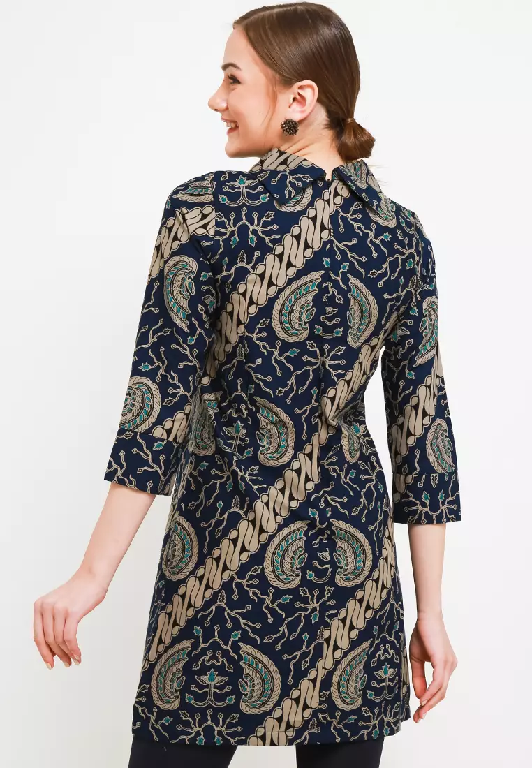 BATIK TALENTA EXCLUSIVE batik wanita blous navy w341
