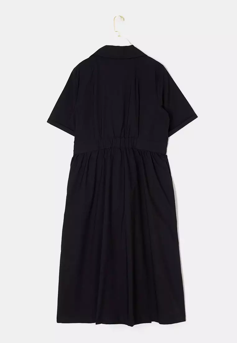 Black Poplin Woven Large Size Dress