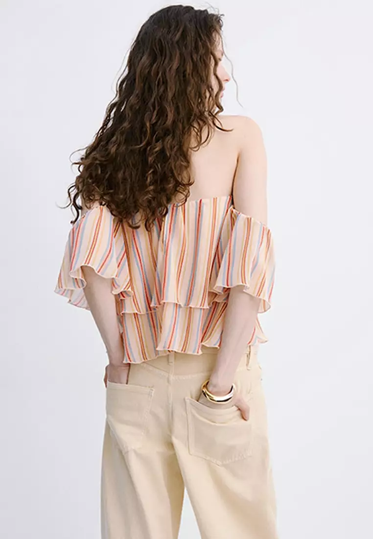 Ruffles Stripe-Patterned Blouse