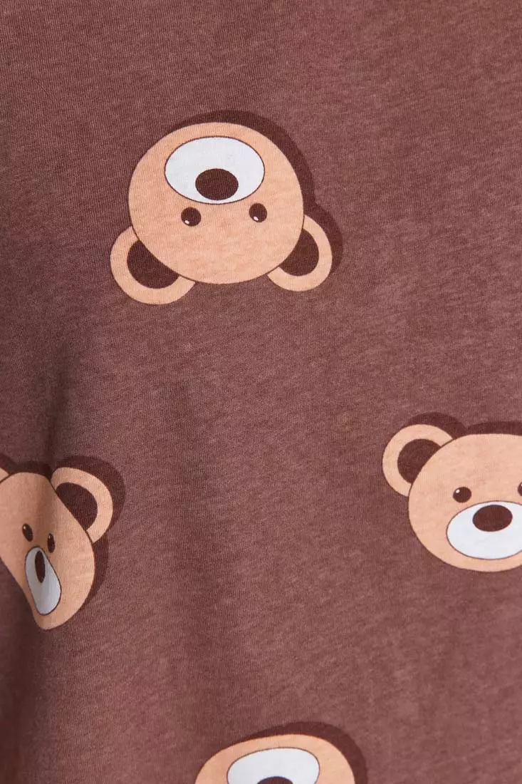 Teddy Bears Printed T-Shirt and Shorts Pajama Set