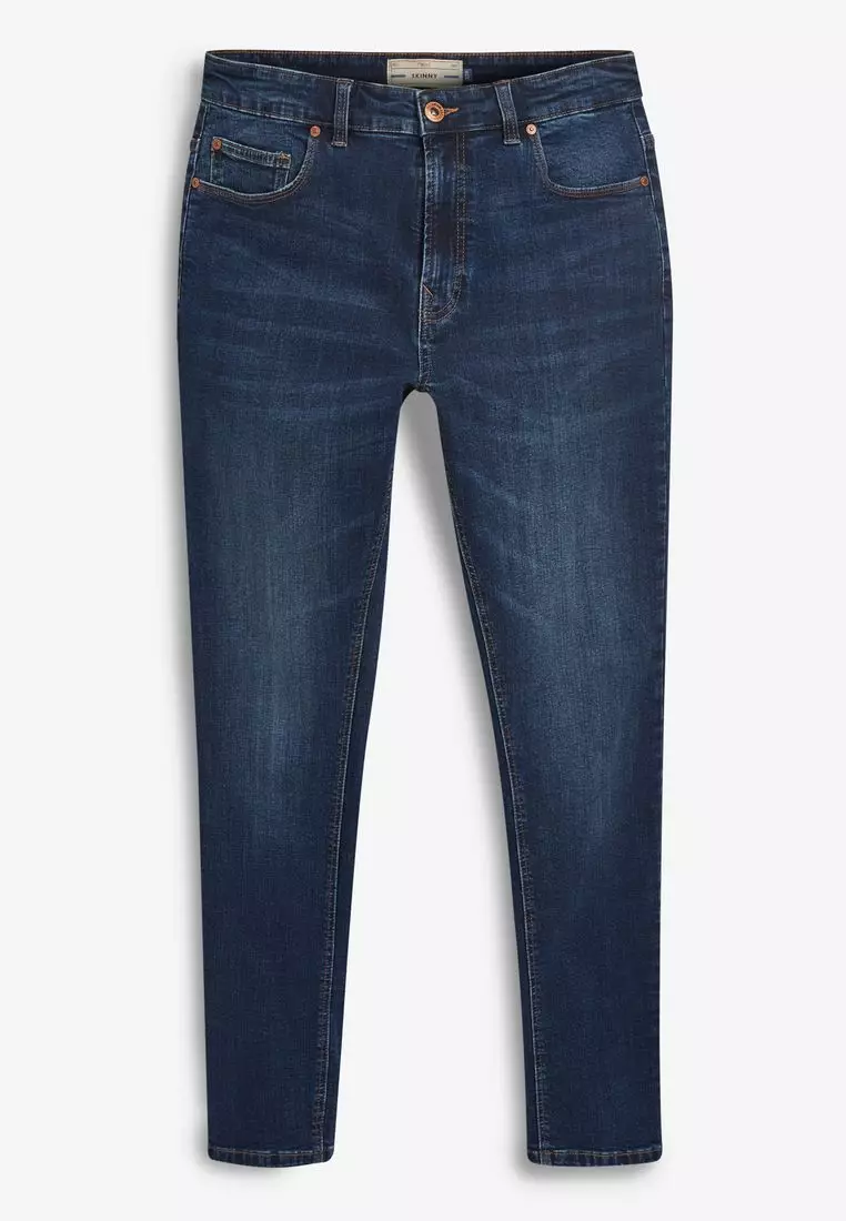 柔軟質感彈力窄管剪裁牛仔褲