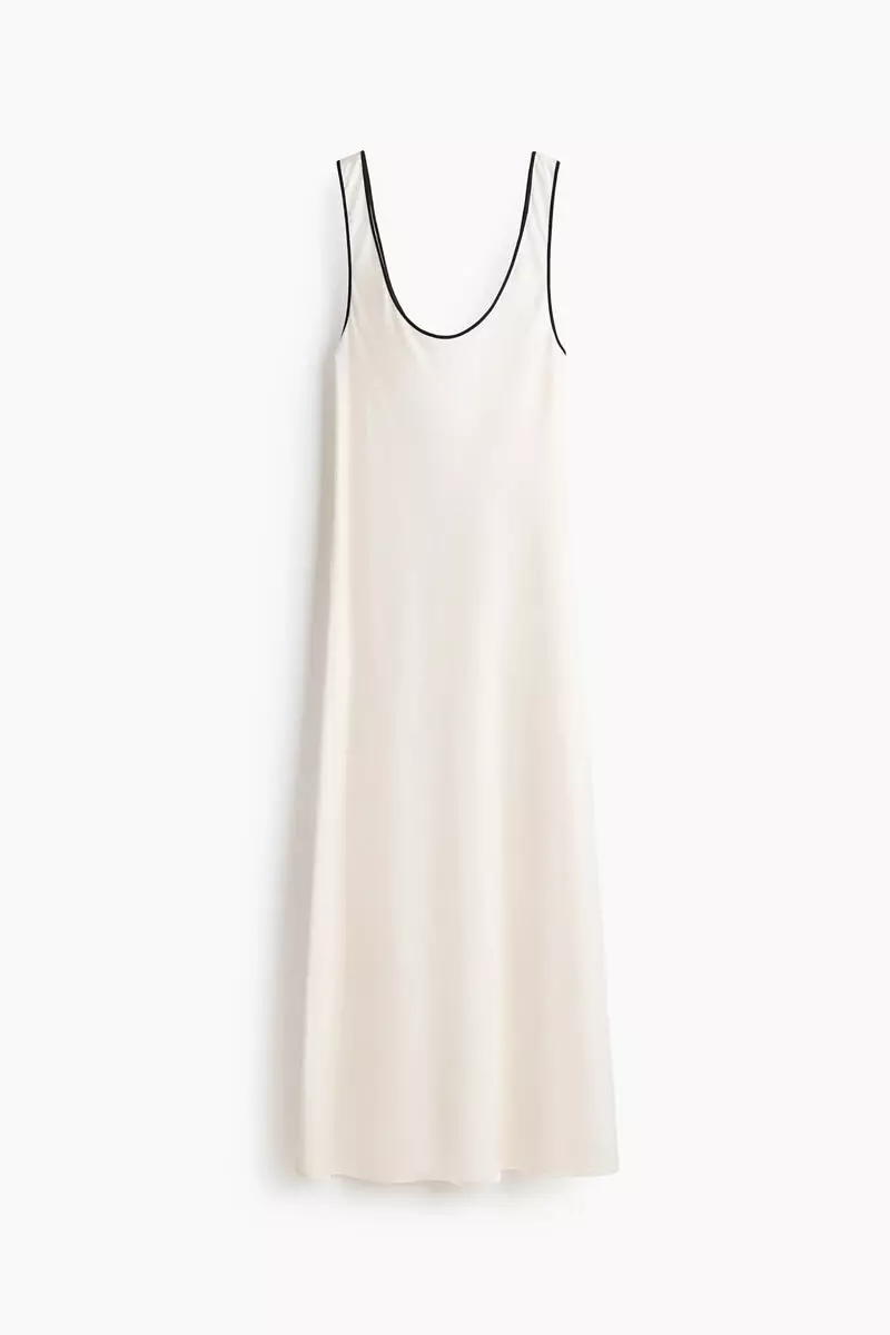Linen-blend slip dress