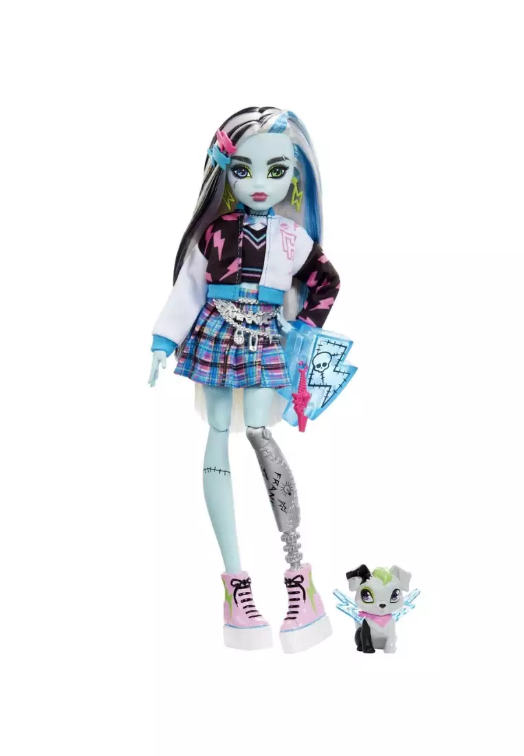 Monster High Frankie Stein Doll with Pet, Blue and Black Streaked Hair