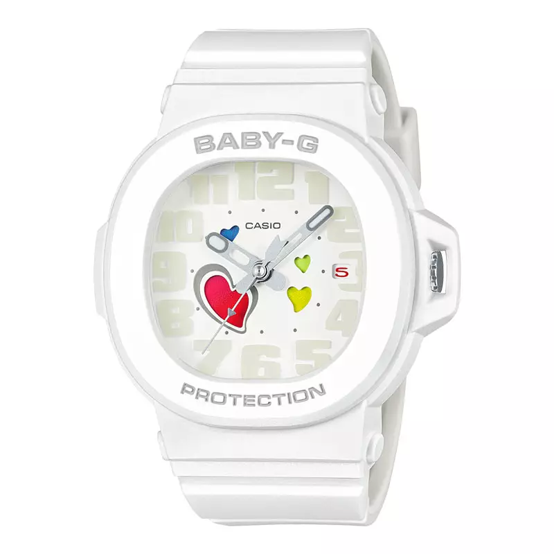 Jam Tangan Wanita Casio Baby-G BGA-10-7ADR Playful Hearts Series Analog Dial White Resin Band