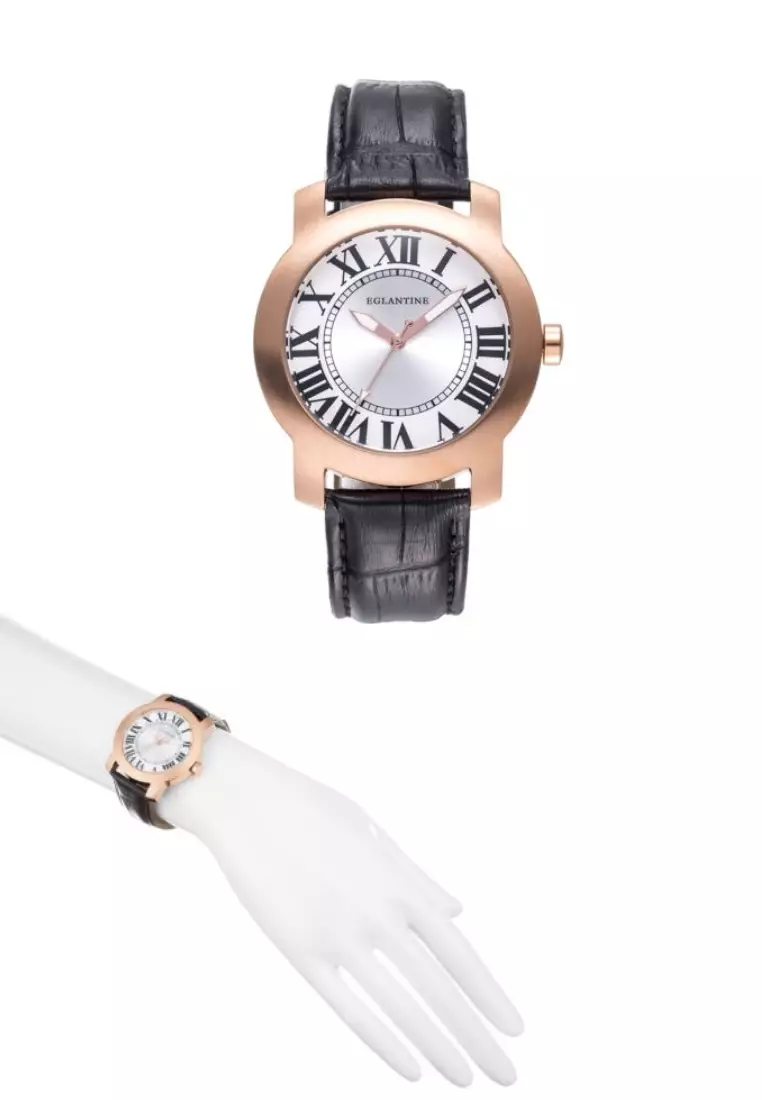 Emile Unisex Rose Gold Plated Steel Quartz Watch on Leather Strap