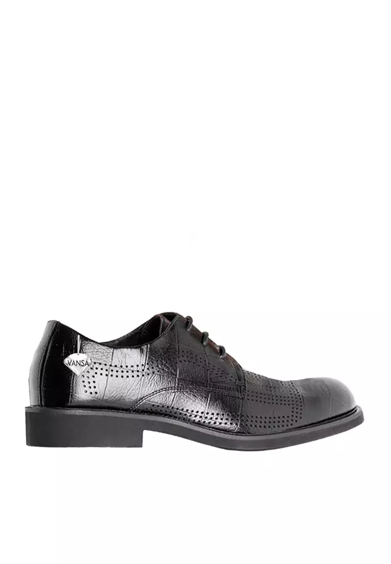 Discount on Twenty Eight Shoes  shoes - SKU: VANSA Cow Leather Cut-out Check Lace-Up Business Casual Shoes VSM-F-20725-1