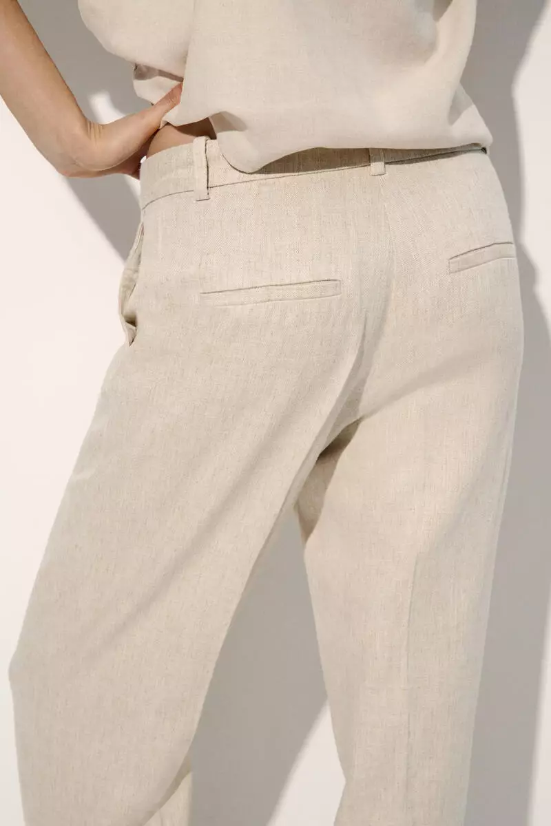 Linen-blend tailored trousers