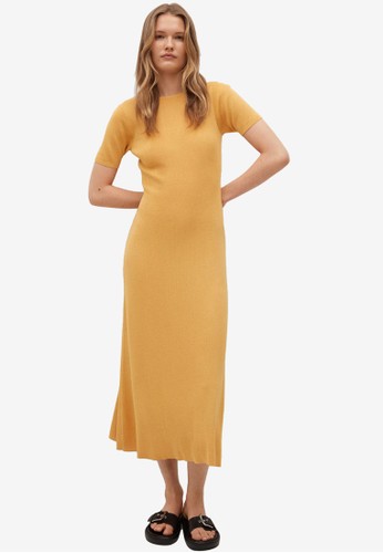 Mango yellow Side Slit Knit Dress BF3B6AAC22C6A0GS_1