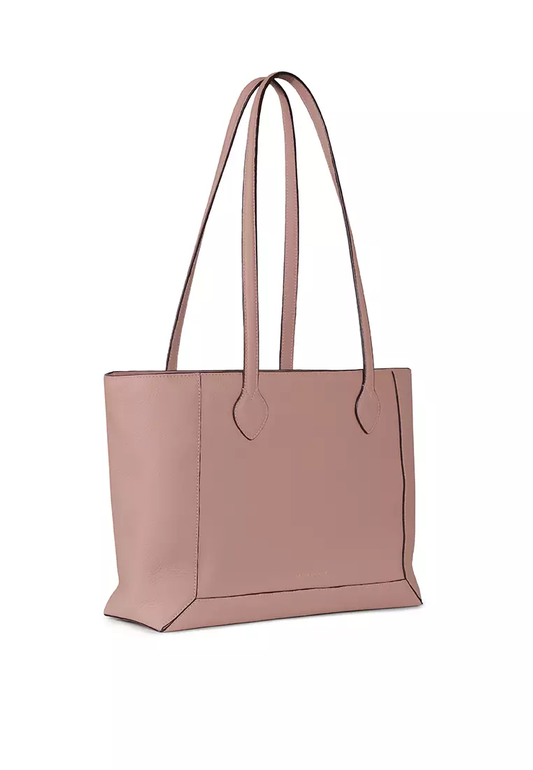 The Strathberry Tote - Mushroom with Burgundy Edge/Interior