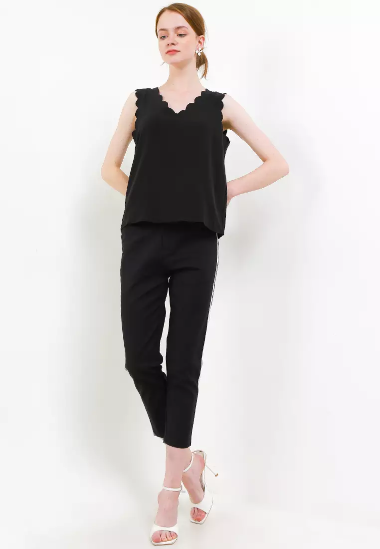 Stretch and back waist Rubber long pant