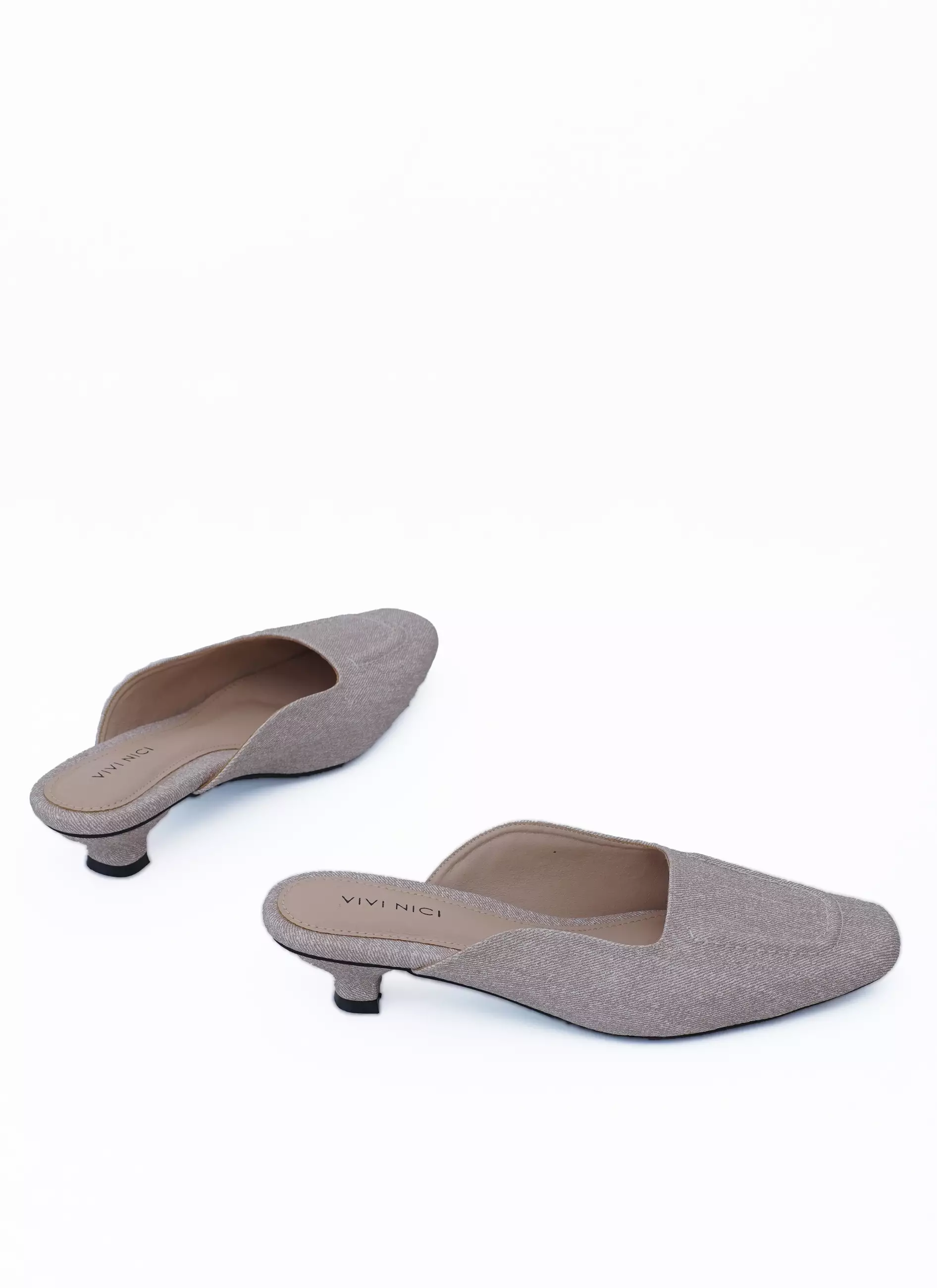 VIVI NICI - Darlene Sepatu Mules Wanita Hak 3 cm Milk Coffee