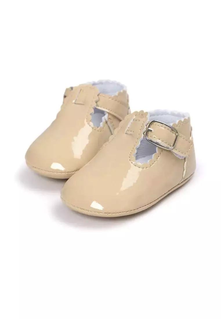 Colored Patent Tbars Shoes - Beige