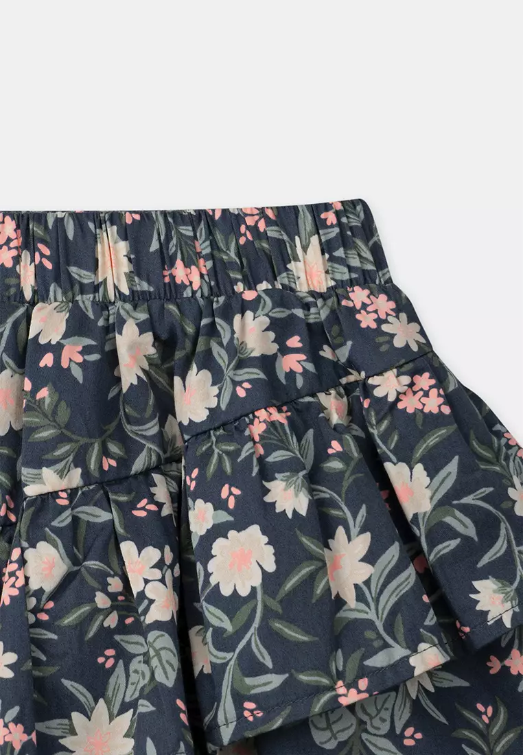 Floral Print Ruffle Skirt