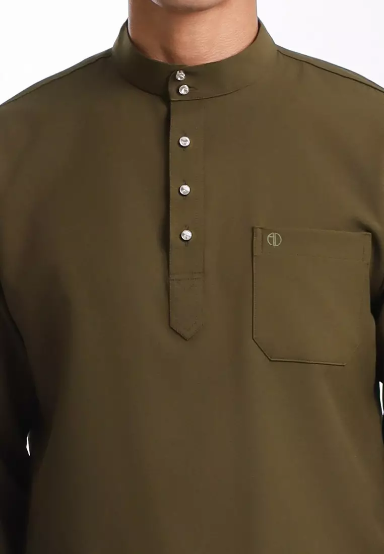 Alain Delon Baju Melayu Cekak Musang Dewasa - 19026002-48MayflyOlive