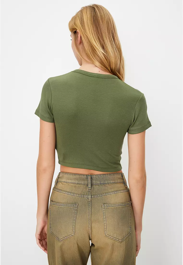 2 Packs Stretch Knit Crop Tops